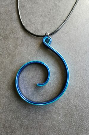 Pendentif Solène - Turquoise - Bleu roi - sur cordon marron