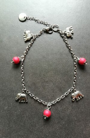 Chaîne de cheville éléphant - rouge