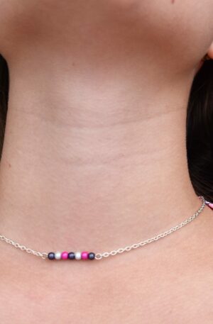 Collier Ligne - anthracite, blanc, rose