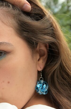 Boucles d'oreilles Fanny turquoise texturée