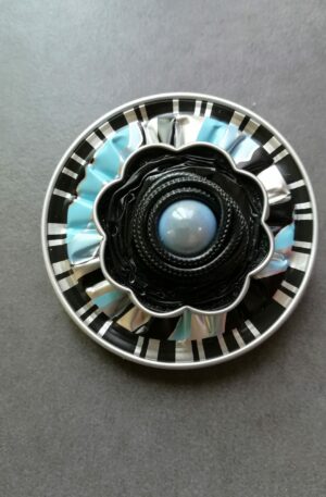 Barrette Caféine- série limitée - bleu - argent - sur pince crocodile argenté