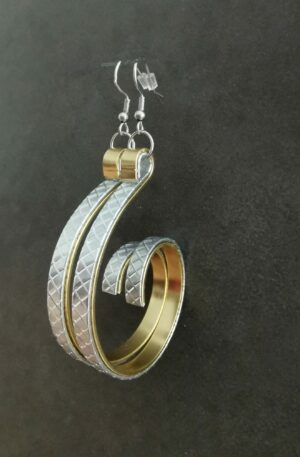 Boucles d'oreilles Solène - argent texturé - dorée
