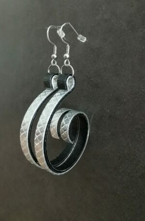 Boucles d'oreilles Solène - argent texturé - noir strié
