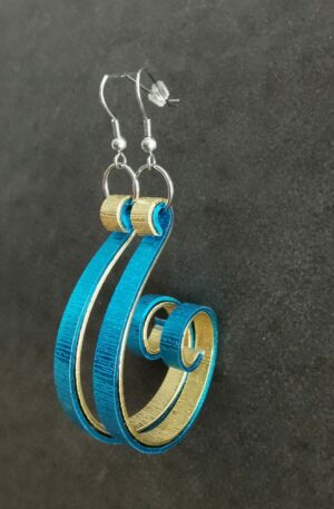 Boucles d'oreilles Solène - Turquoise strié - doré strié