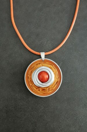 Pendentif Kapsul - Série limitée - orange - argent - sur cordon orange