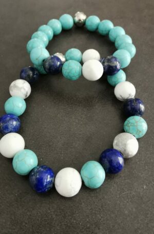 Bracelets duo inséparable - bleu turquoise blanc