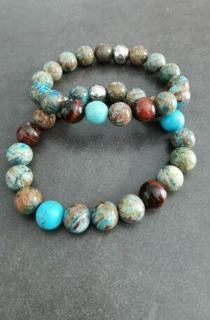 Bracelets duo inséparable - marron turquoise