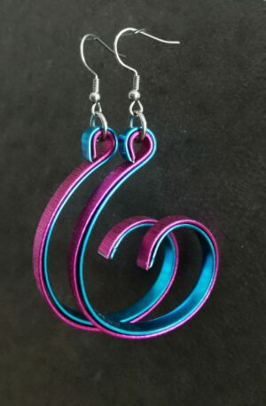 Boucles d'oreilles Solène - fuchsia strié- turquoise