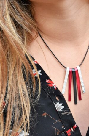Collier octavie rouge, noir argent